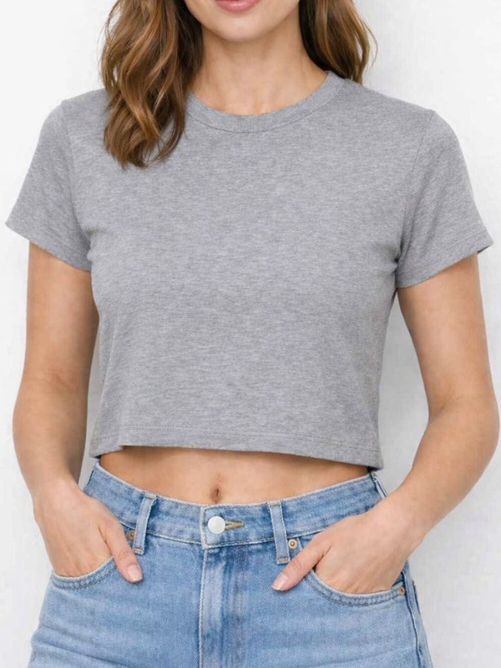 Refuge Athletics Short Sleeve Crop Top Tank Top Tee T-Shirt Gray Size L